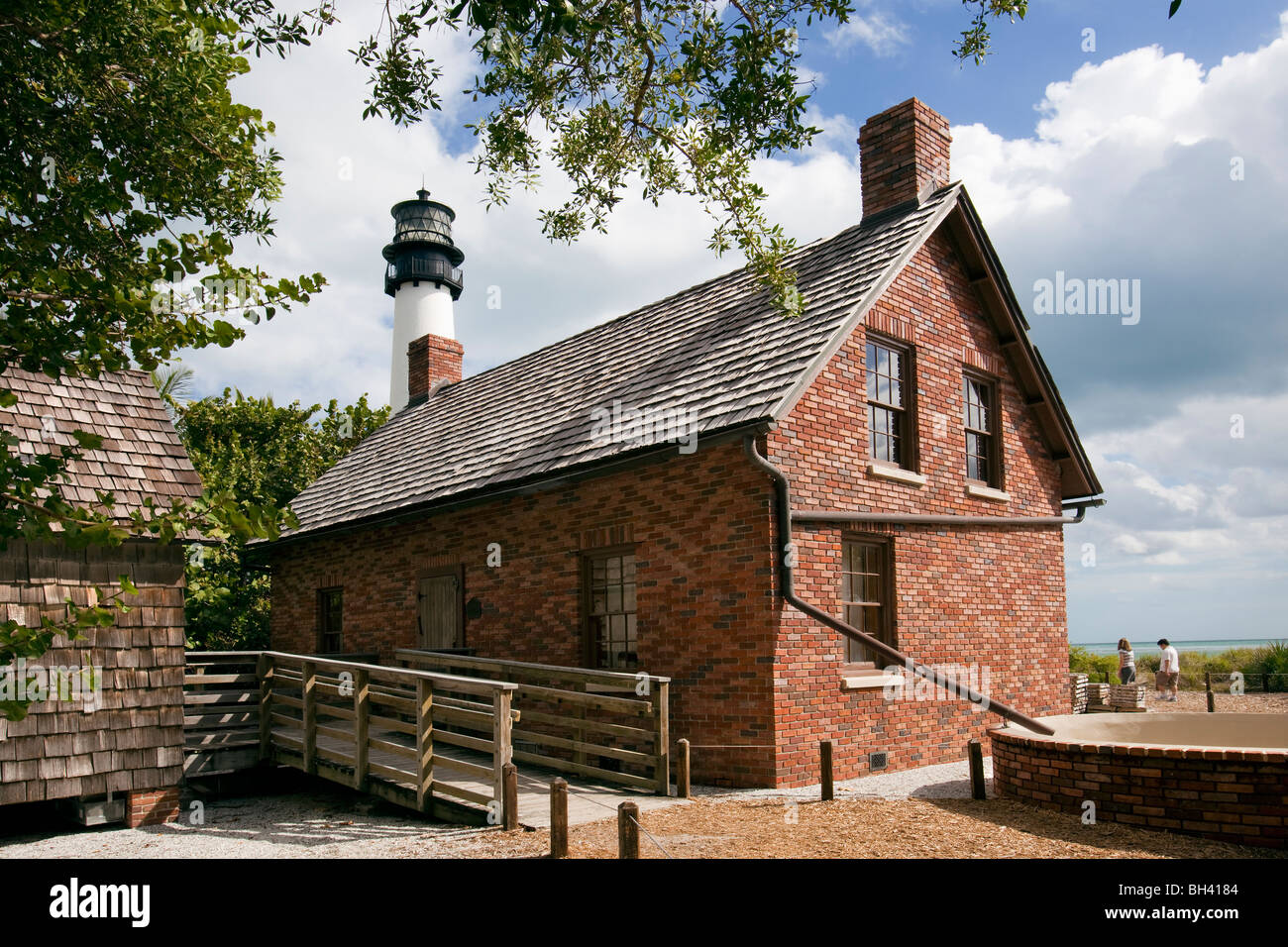 Cape Florida Lighthouse Keepers Cottage,  Bill Baggs State Park, Key Biscayne, Florida Stock Photo