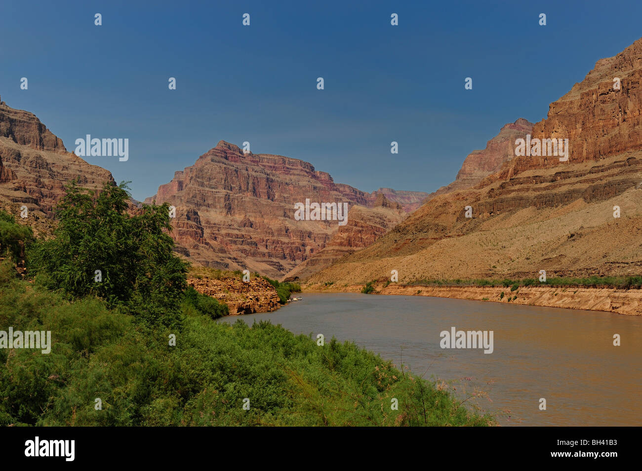 photograph of the grand canyon from the bottom of the crater Stock