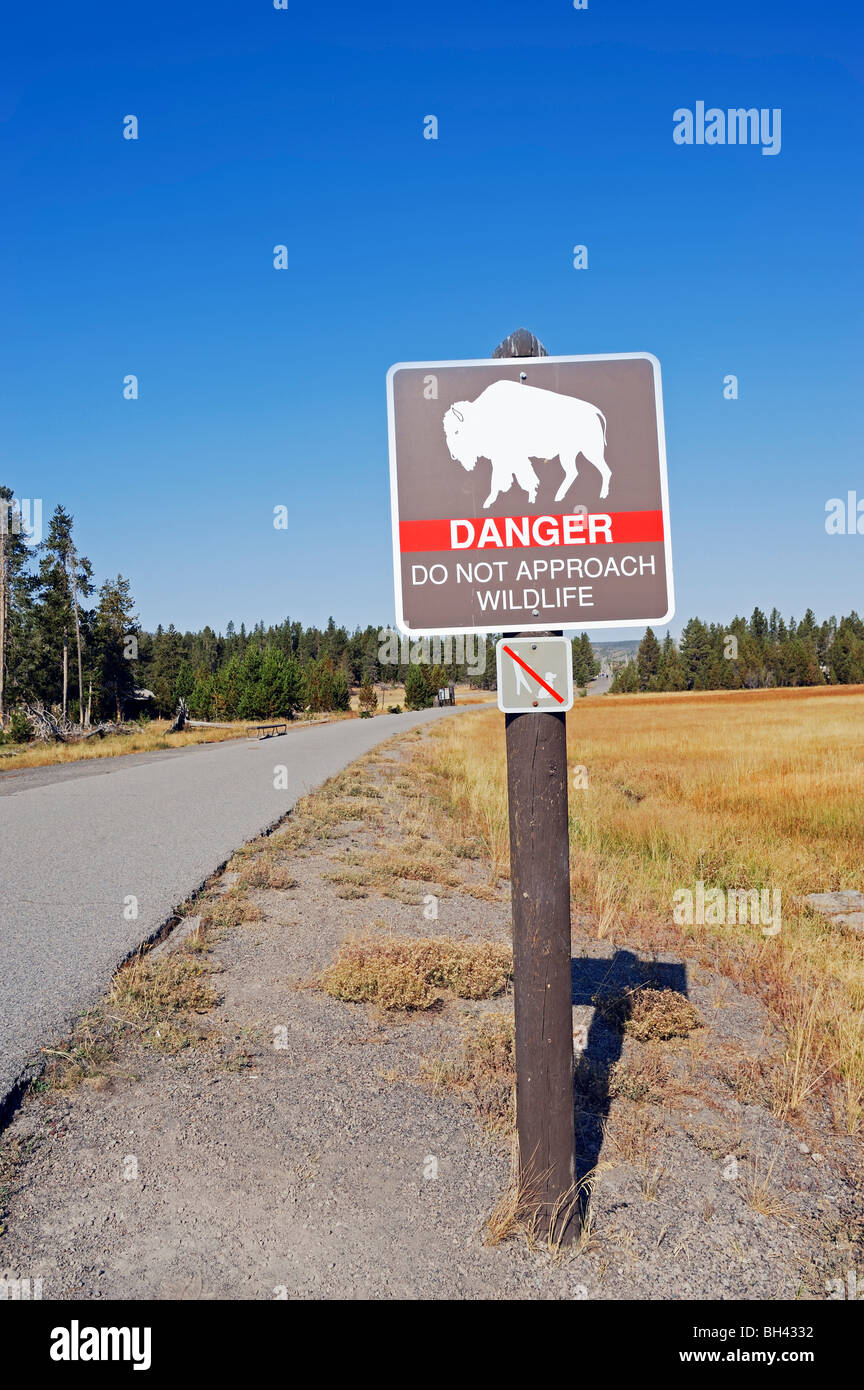 Bison warning sign Stock Photo