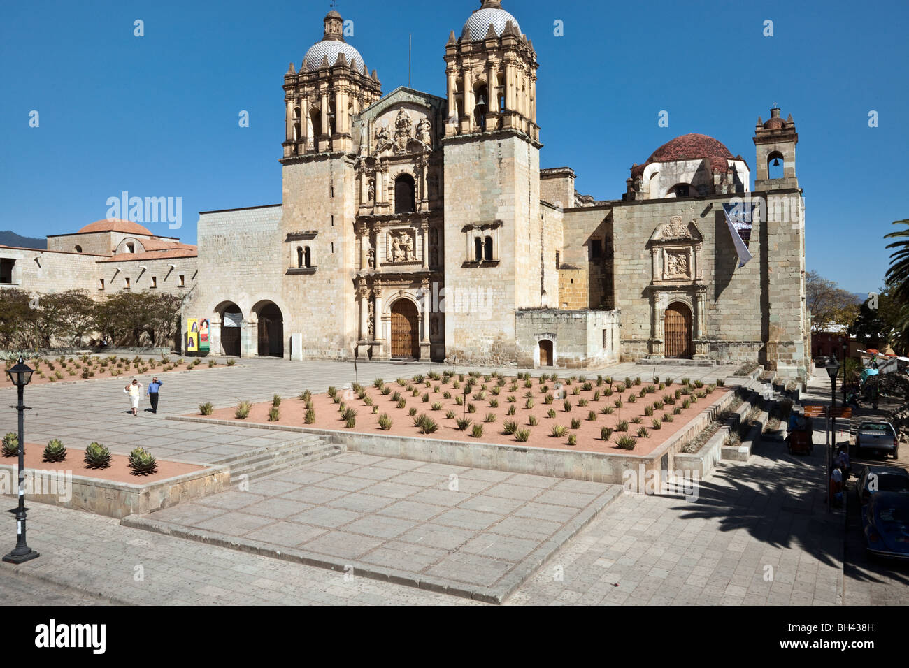 historic church & plaza of Santo Domingo with former monastery now serving as cultural center on the left Oaxaca City Mexico Stock Photo