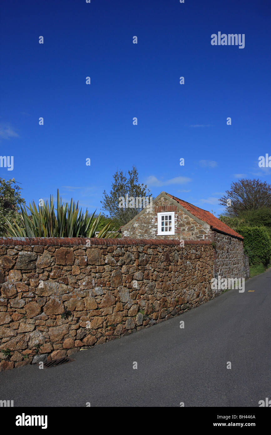Quiet countryside lane in St. Martin. Stock Photo