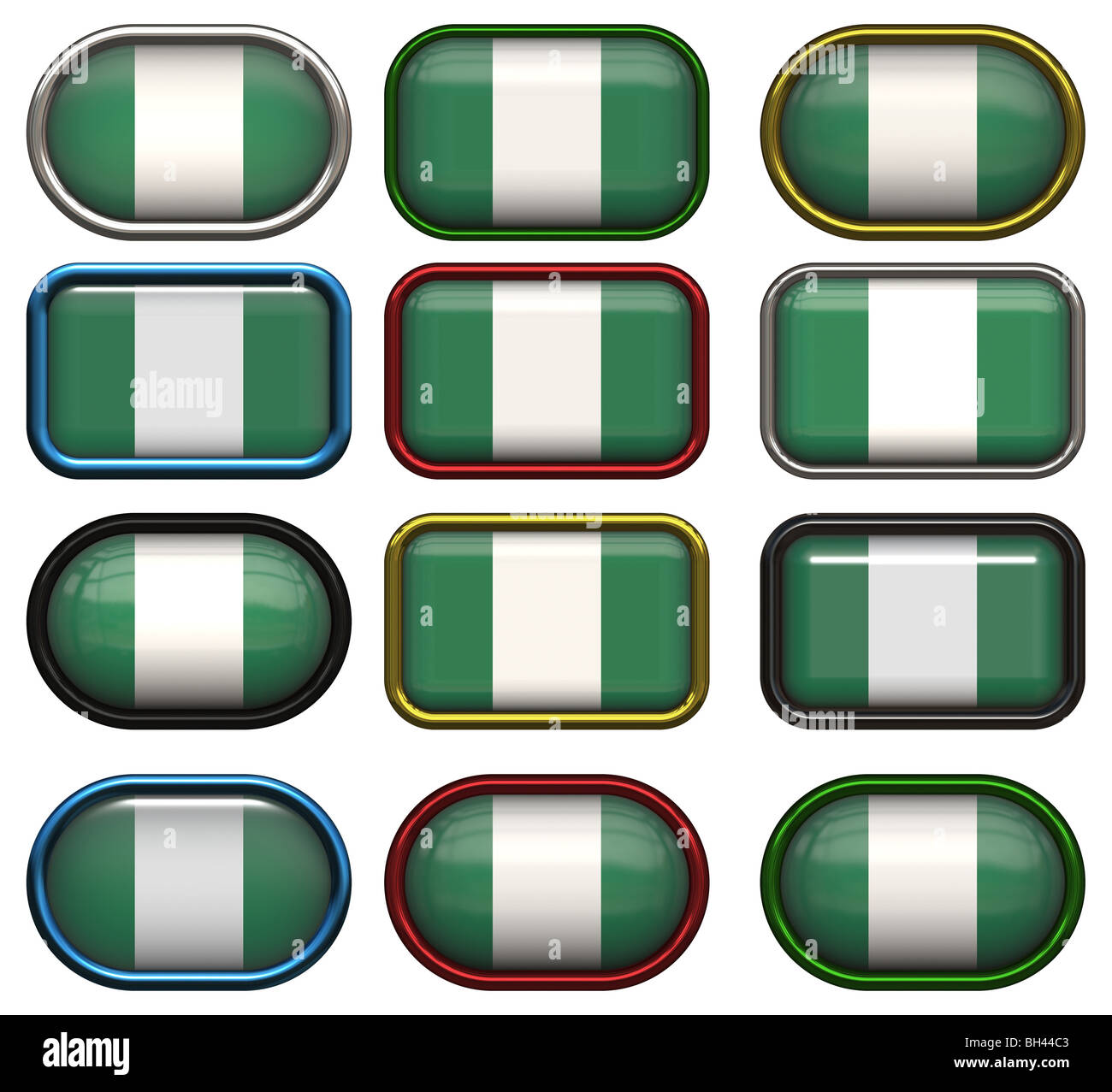 twelve Great buttons of the Flag of Nigeria Stock Photo - Alamy