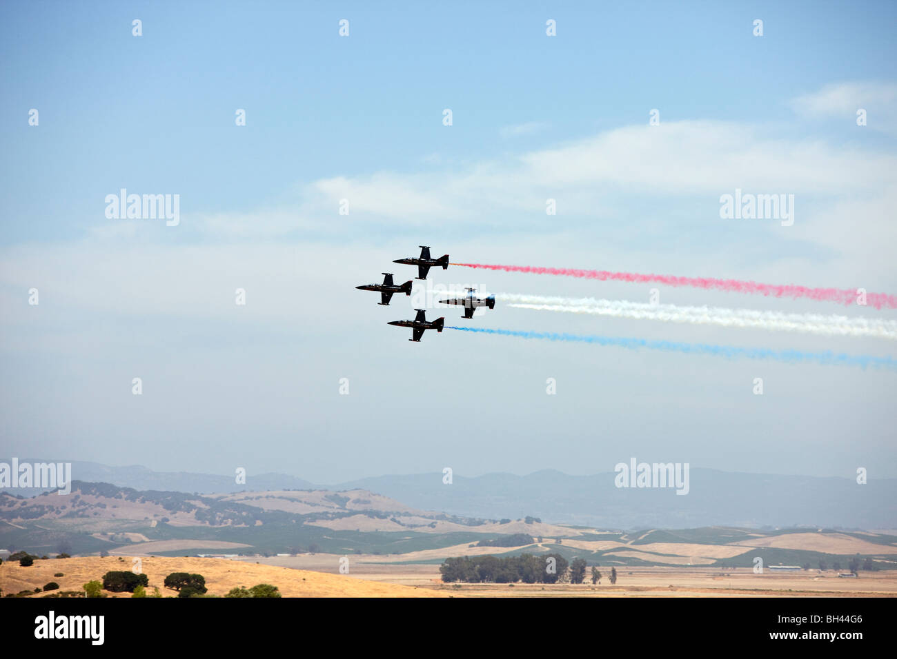 Airshows America’s Patriot Jet Team Air Show performs before the start of the 2009 Sonoma Grand Prix IndyCar race Sonoma CA Stock Photo