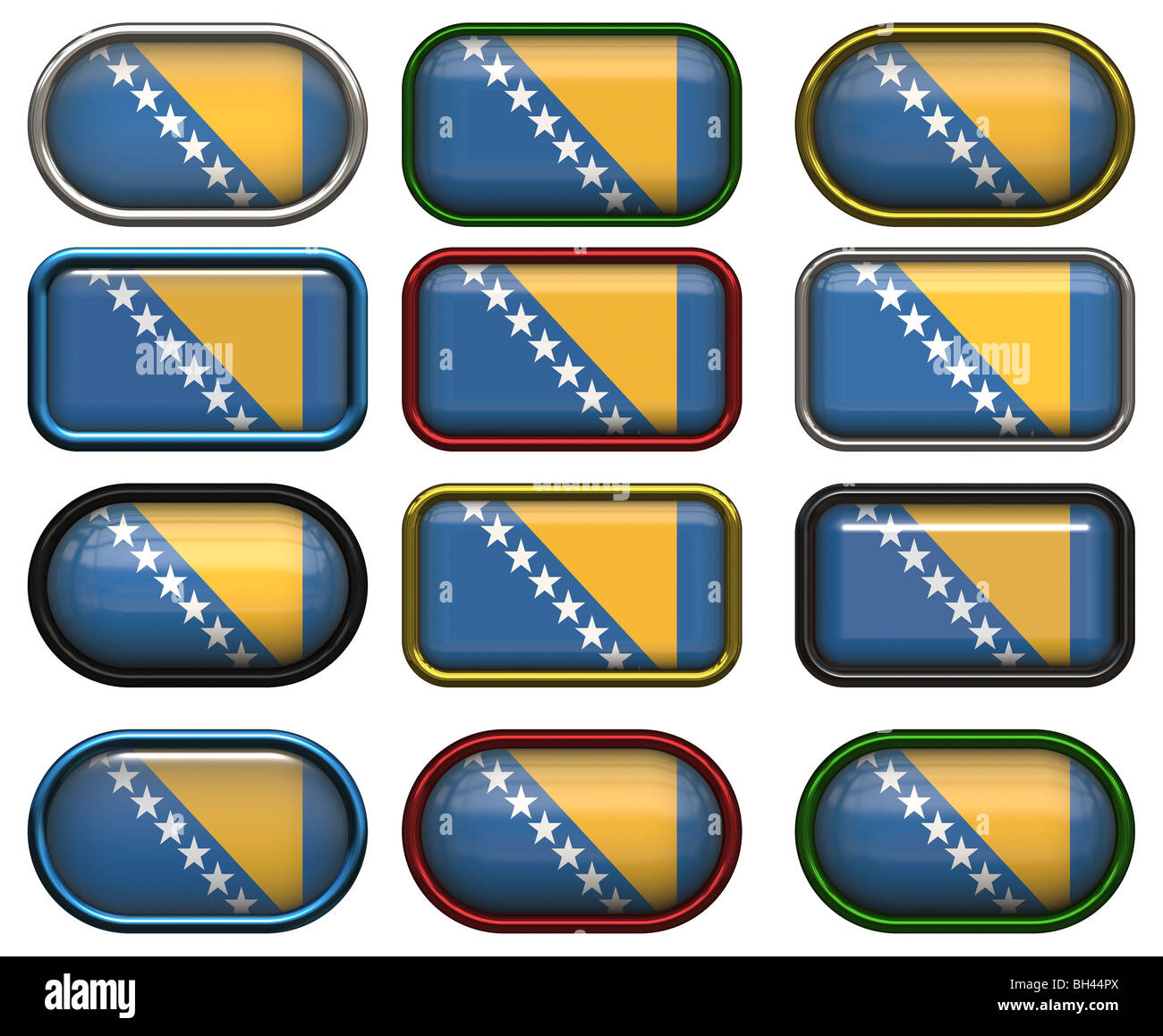 twelve buttons of the Flag of Bosnia Stock Photo - Alamy