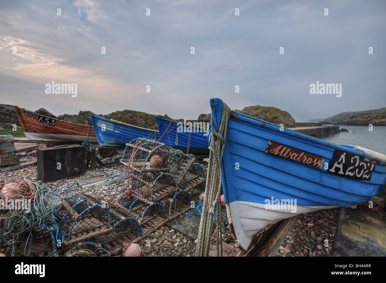 Fisherman boats at little harbour of Cove Bay, Aberdeen Stock Photo Alamy
