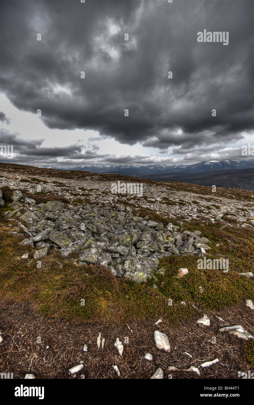 View Morrone hill Highland munros visible snowy tops Stock Photo