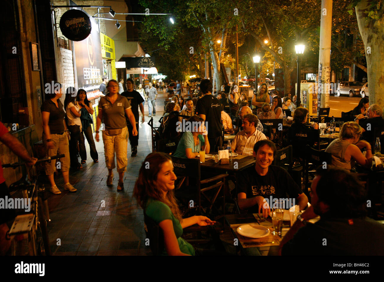 Outdoors cafe on Aristides Villanueva were some of the city best bars and restaurants are located, Mendoza, Argentina. Stock Photo
