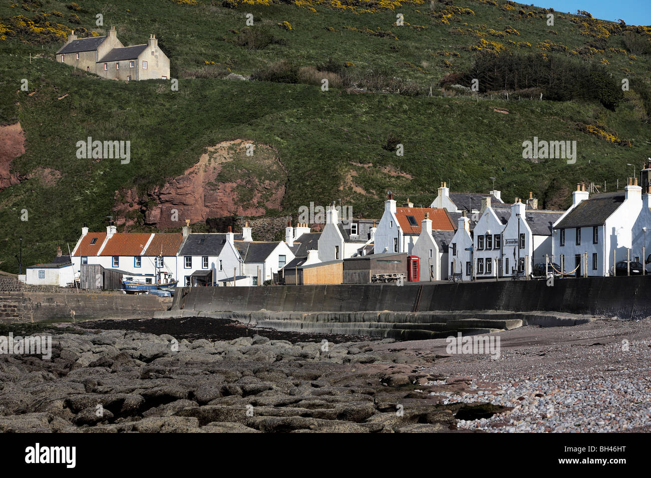 Pennan village on the Banff coast; formally a fishing village, now famous as a location for the film Stock Photo