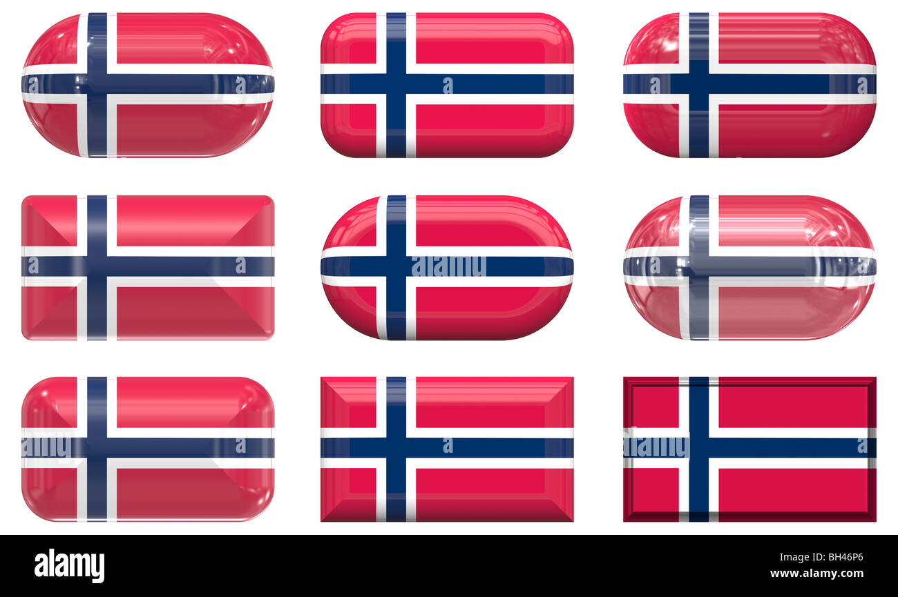 nine glass buttons of the Flag of Norway Stock Photo Alamy