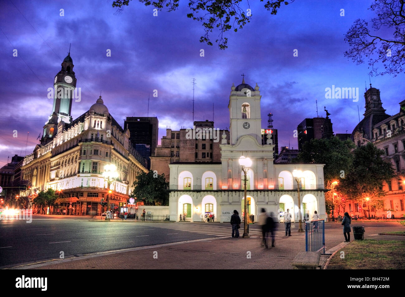 National Cabildo Facade at “Plaza de Mayo” (May Square) at twilight, Buenos Aires, Argentina Stock Photo