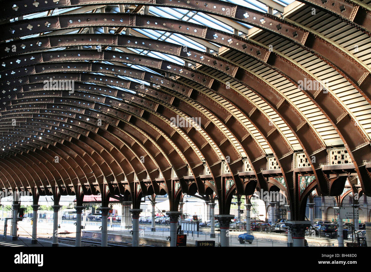 Interior of York's railway station. Stock Photo