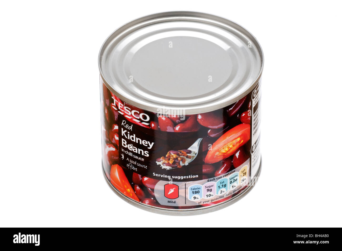 Small tin of tesco Kidney beans in chilli sauce Stock Photo
