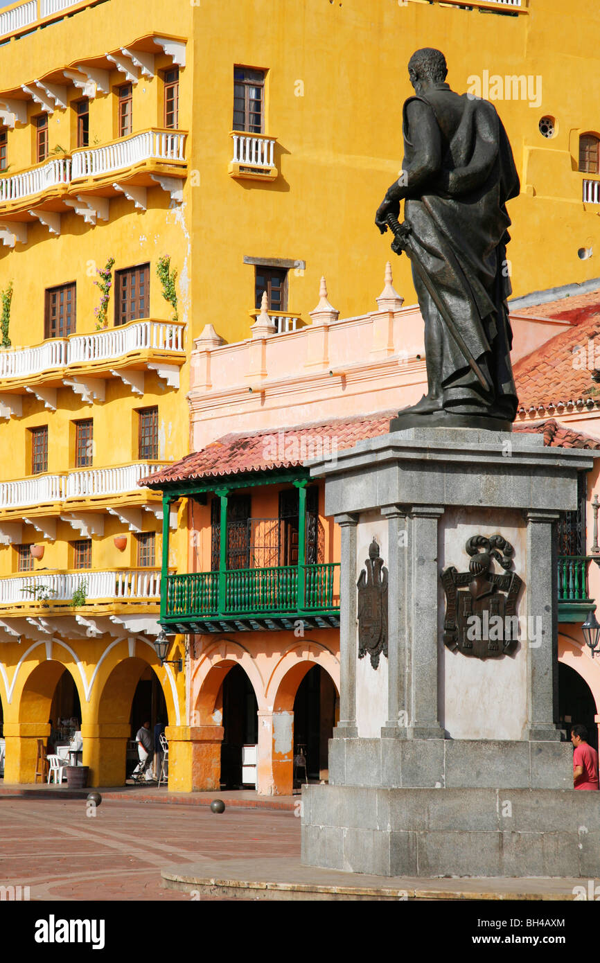 The Plaza de los Coches and the Portal de los Dulces in Cartagena de Indias, Colombia Stock Photo