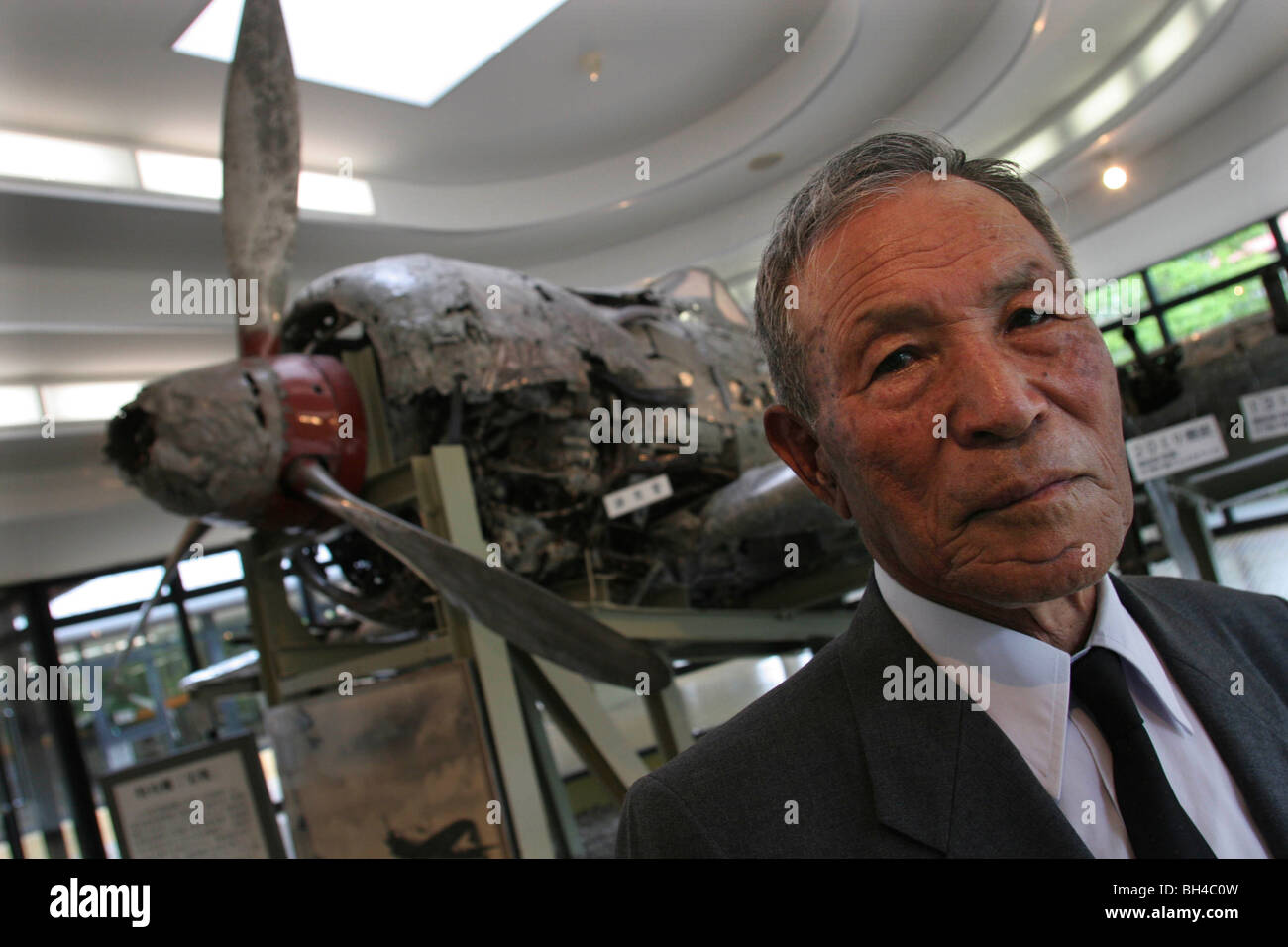 Shigeyoshi Hamazono, 81 years old, 'kamikaze' pilot in the Japanese Special Attack Force during WW2, in Chiran, Japan. Stock Photo