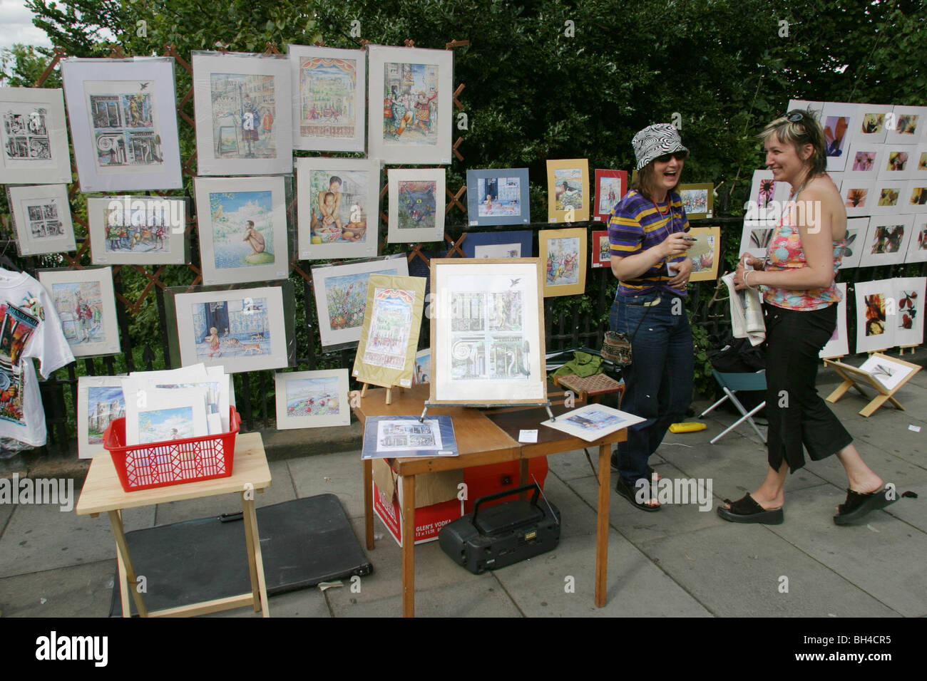 art for sale, in the street, during Edinburgh International Arts