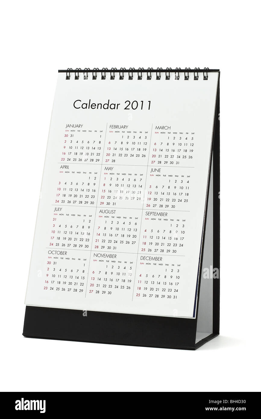 Desktop calendar 2011 on white background Stock Photo