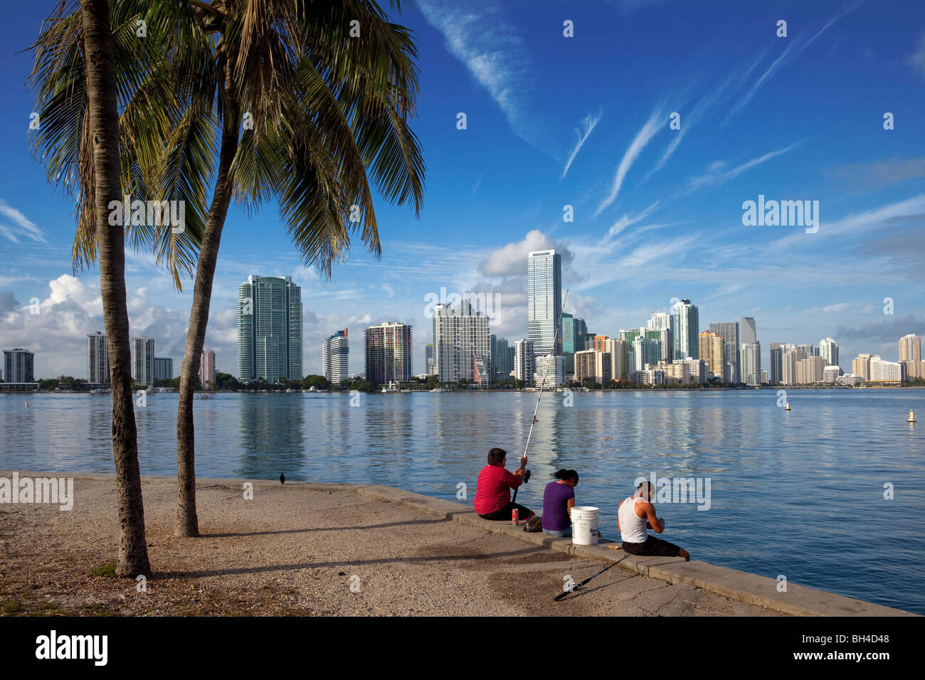 Miami Skyline & Biscayne Bay, Miami, Florida Stock Photo