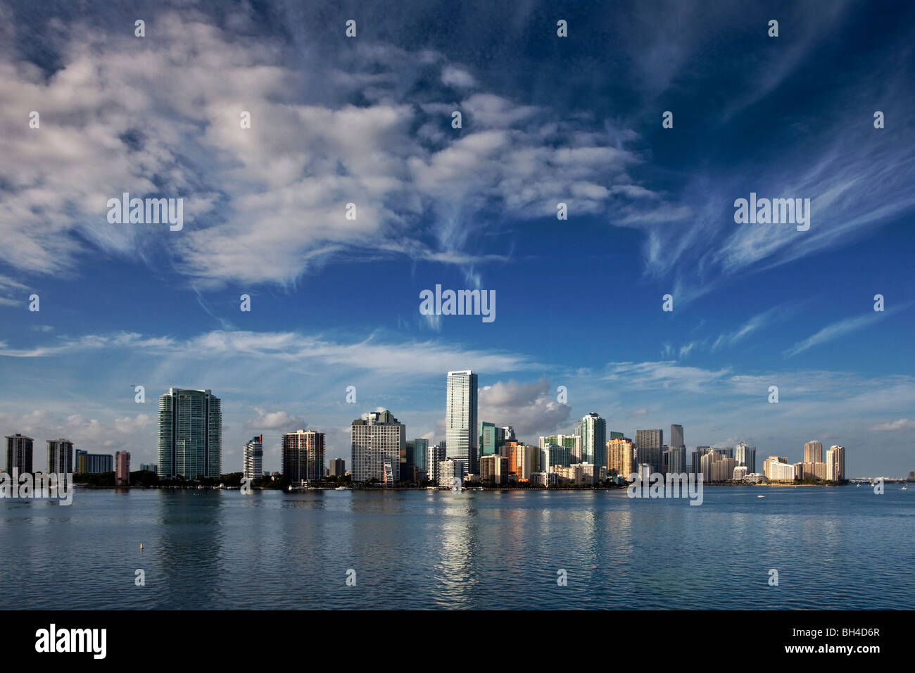 Miami Skyline & Biscayne Bay, Miami, Florida Stock Photo