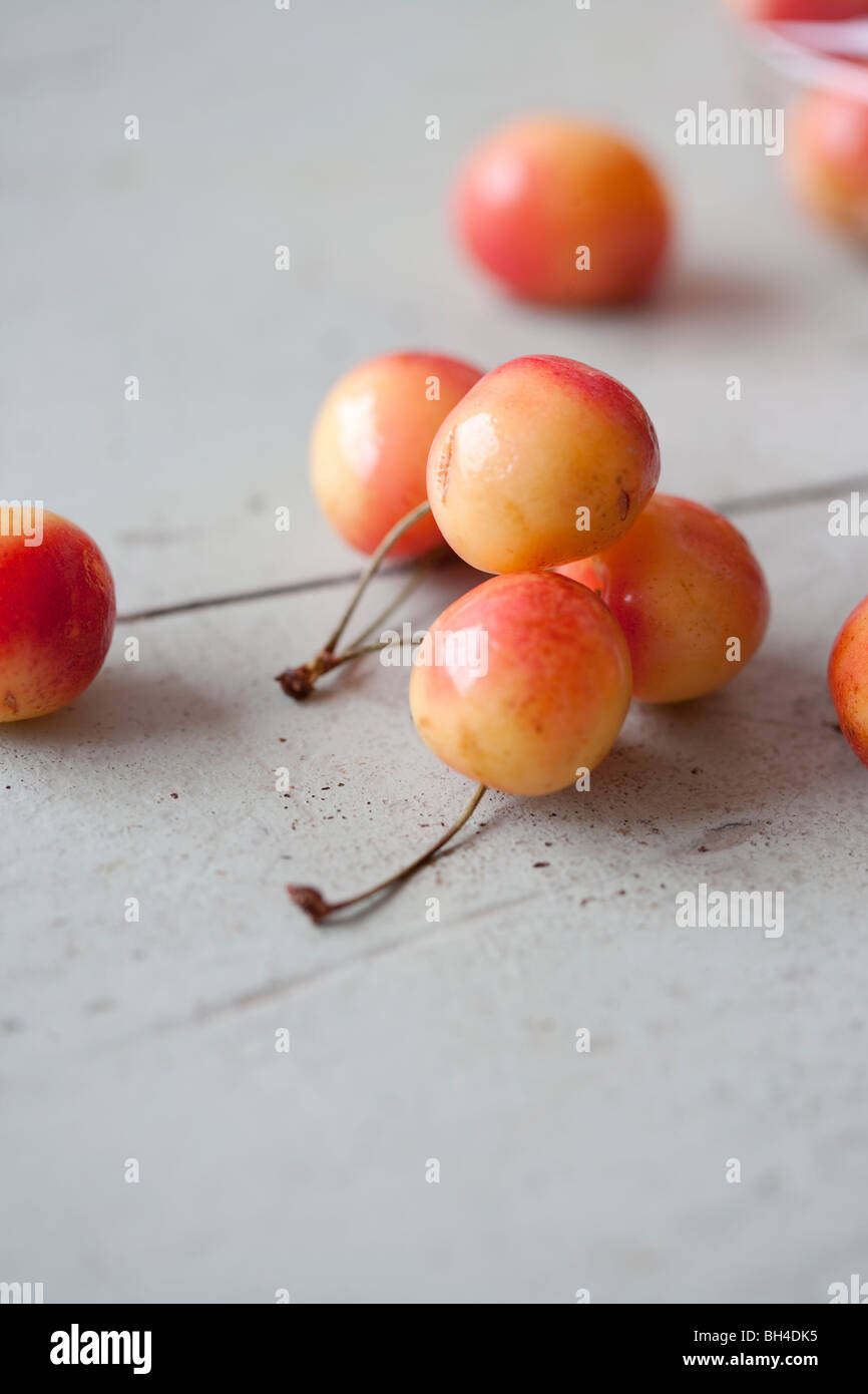 Close up of rainier cherries Stock Photo