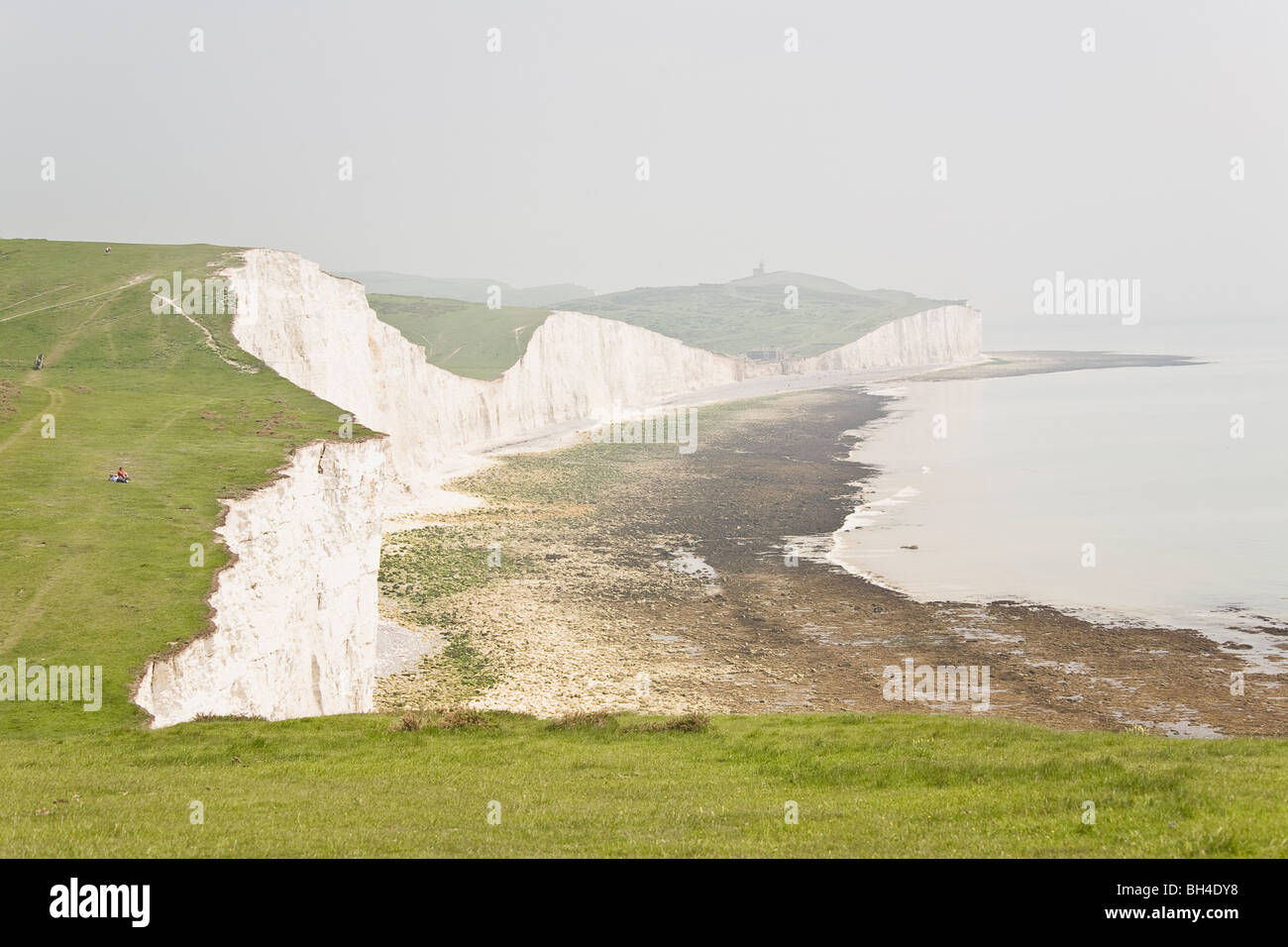 The chalk cliff in Seven Sisters Country Park. Stock Photo