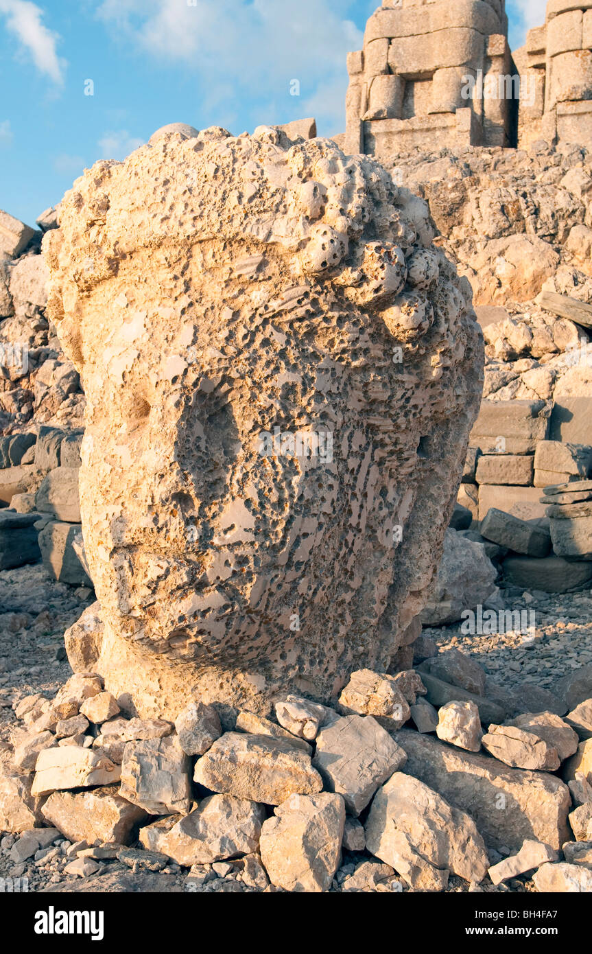 Head of Tyche at the Eastern terrace of the mortuary temple of Mount Nemrut. Stock Photo