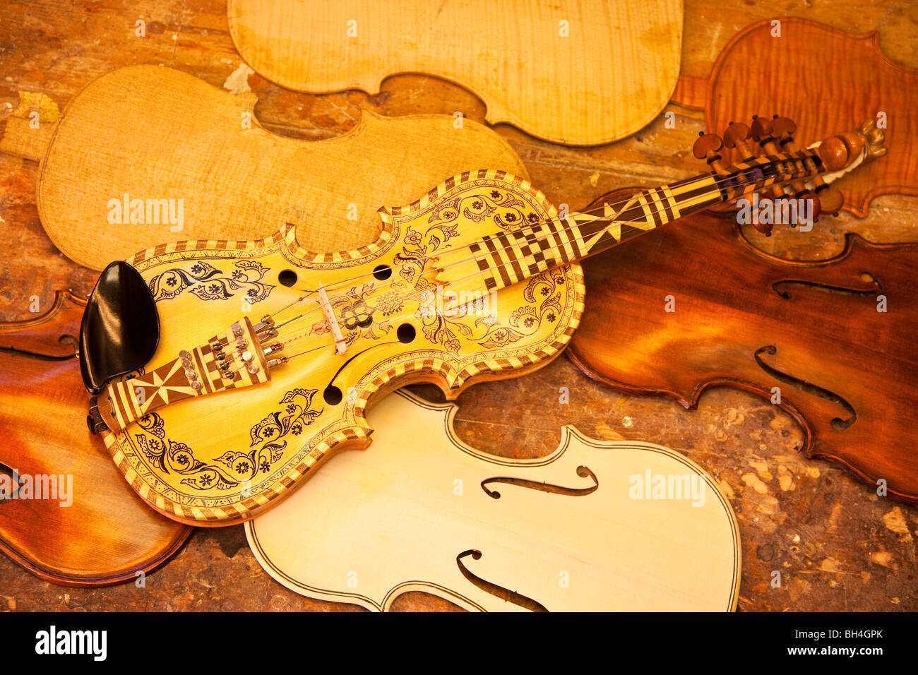 Hardanger Fiddle, handmade by craftsman in Maple Ridge, British Columbia Stock Photo