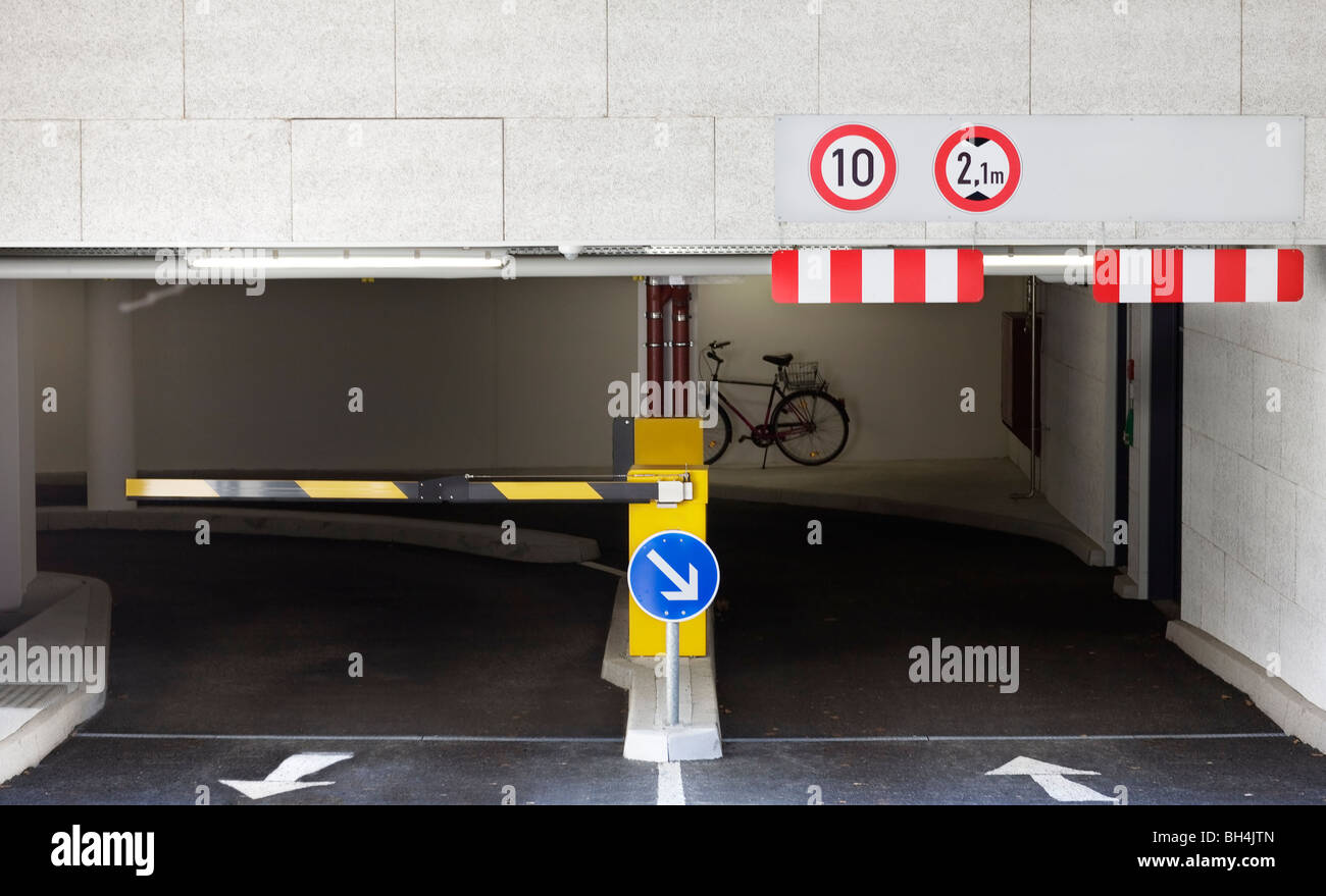 Entrance ramp to underground parking garage Stock Photo