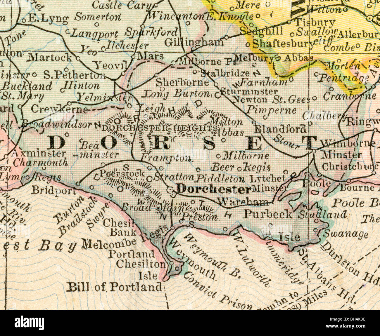 Old Maps Of Dorset Old Map Of Dorset High Resolution Stock Photography And Images - Alamy