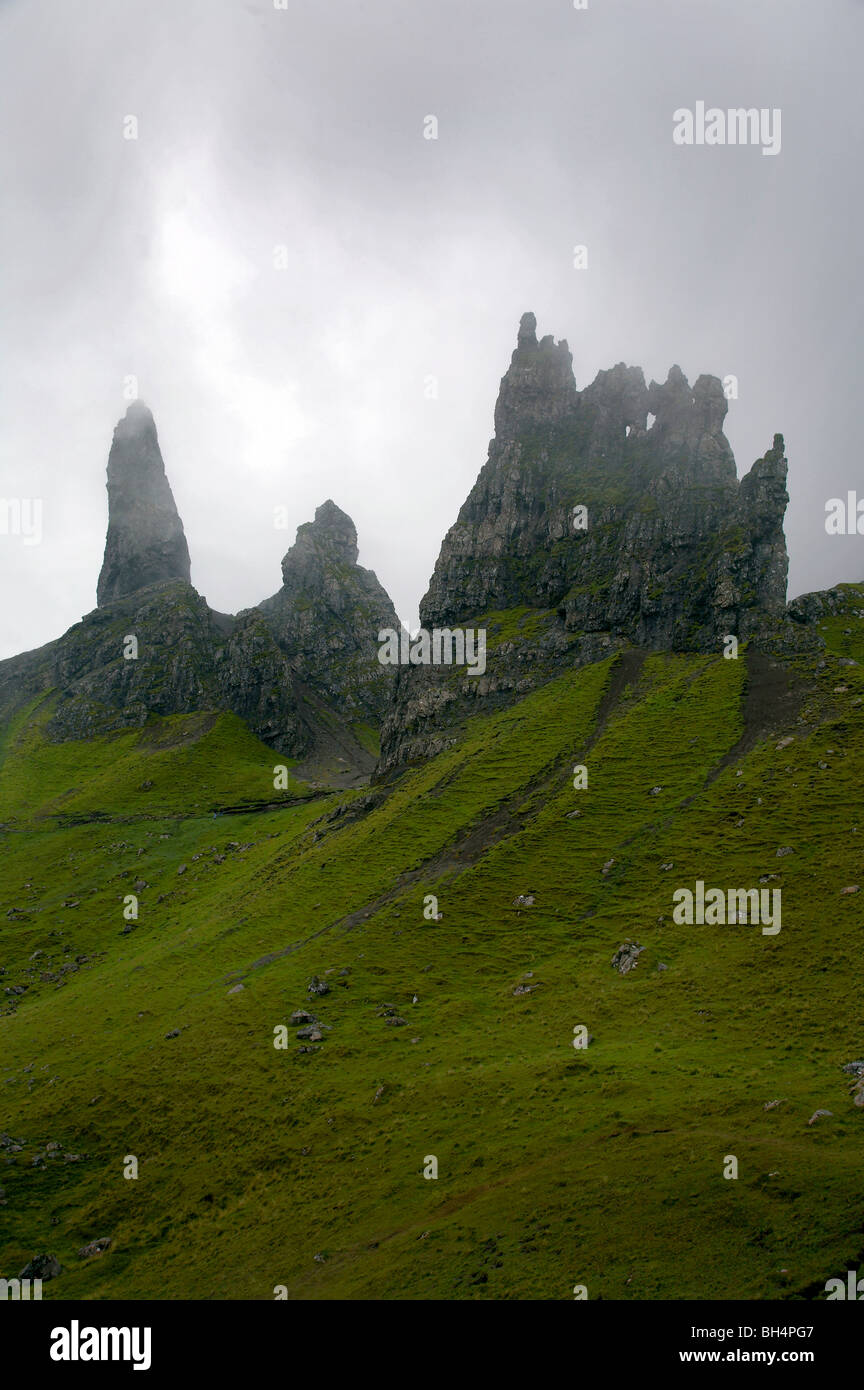 The Eerie rock formations of the Storr. Stock Photo