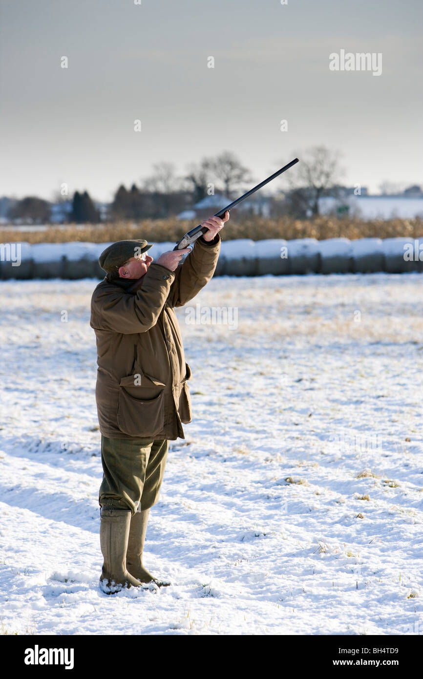 Gunner at pheasant shoot. Little Dalby Estate. Leicestershire. United Kingdom. Stock Photo