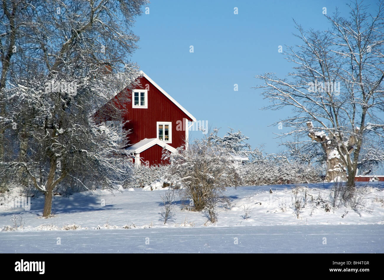 Typical swedish red house hi-res stock photography and images - Alamy