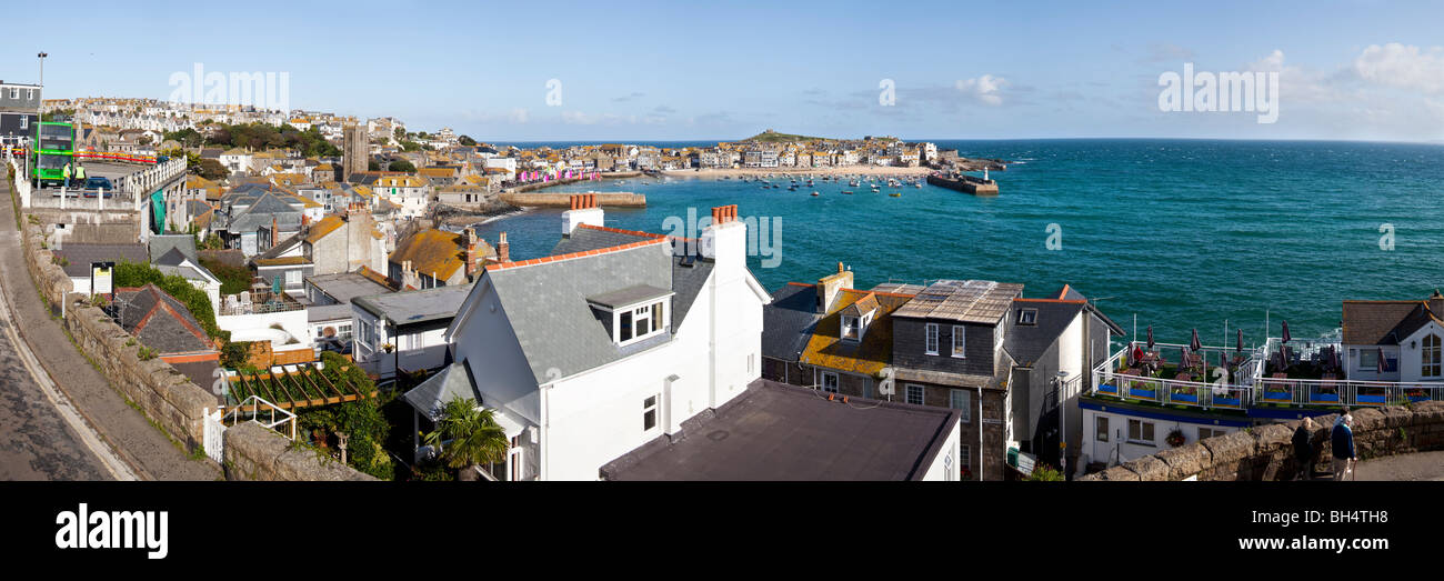 A panoramic view of the popular seaside resort of St Ives, Cornwall Stock Photo