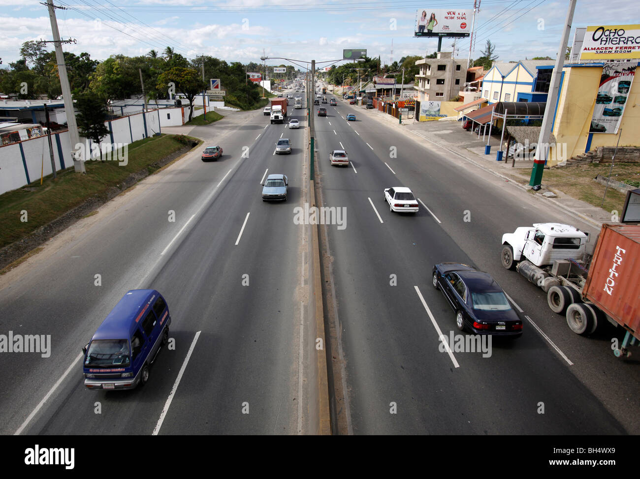 Main highway from Santiago to Santo Domingo, Dominican Republic Stock Photo