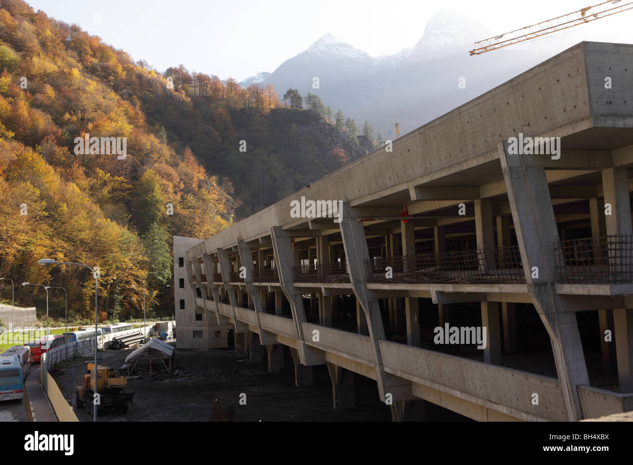 Construction of Olympic venues in Sochi, Russia Stock Photo