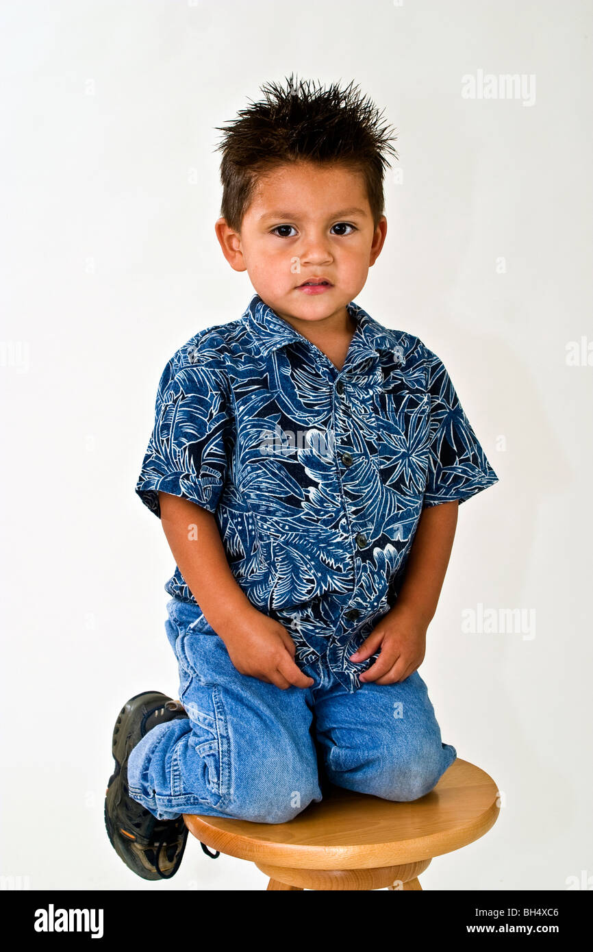 little boy Hispanic 3 years old boy eye contact  MR  © Myrleen Pearson Stock Photo