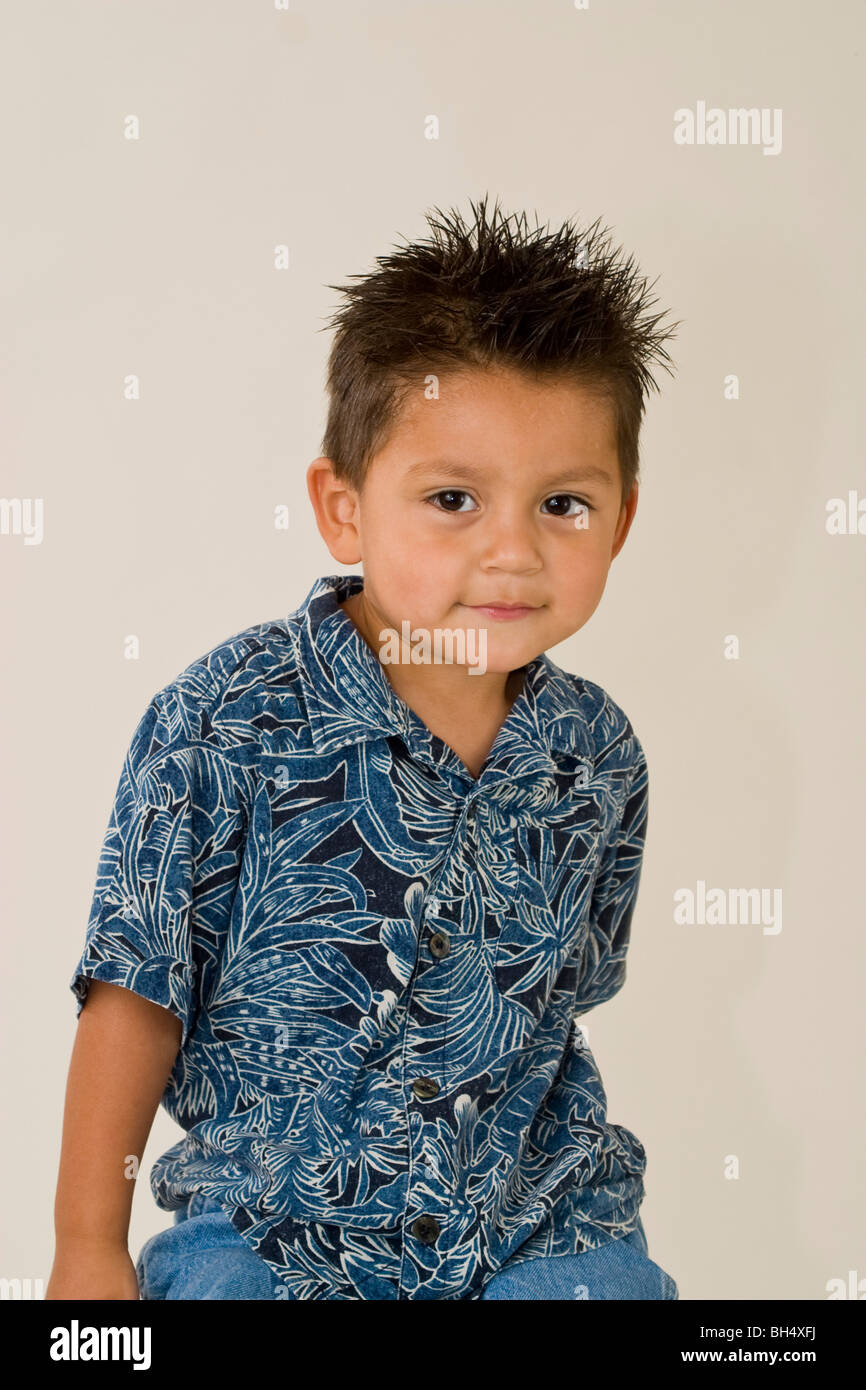 little boy Hispanic 3 year old boy studio shot. MR  © Myrleen Pearson Stock Photo