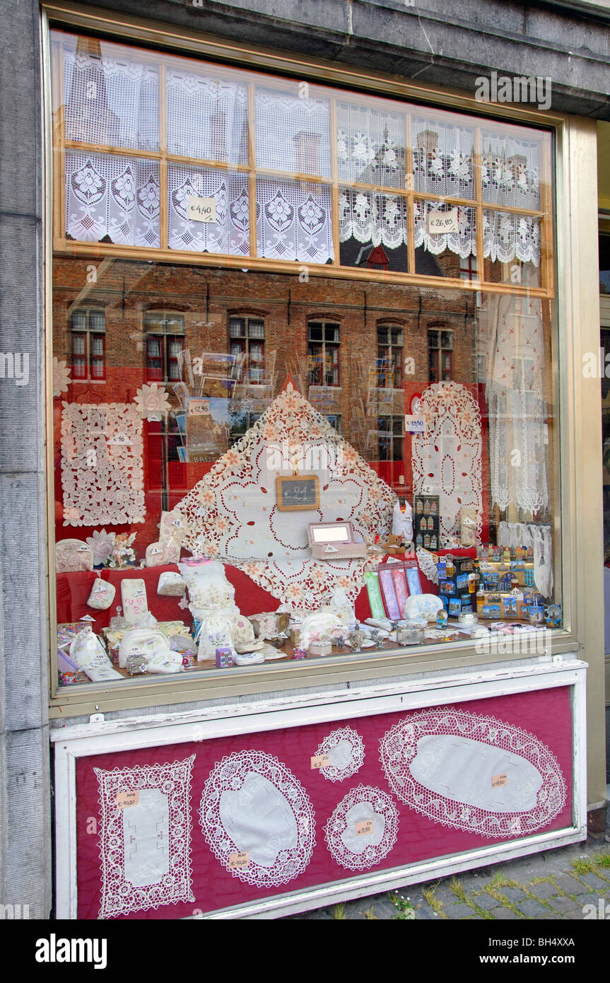 Lace shop in Bruges, Belgium Stock Photo - Alamy