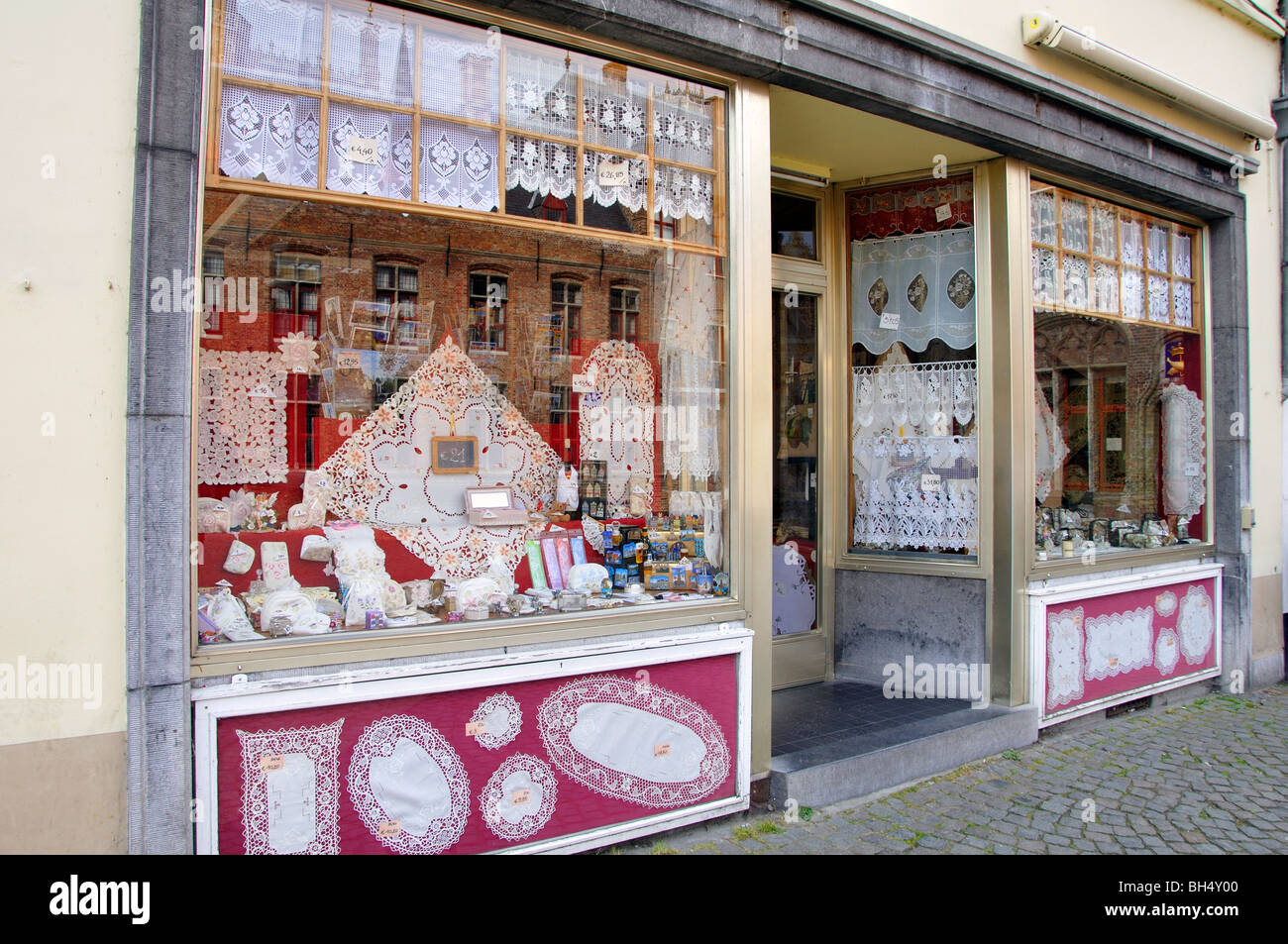 Lace shop in Bruges, Belgium Stock Photo Alamy