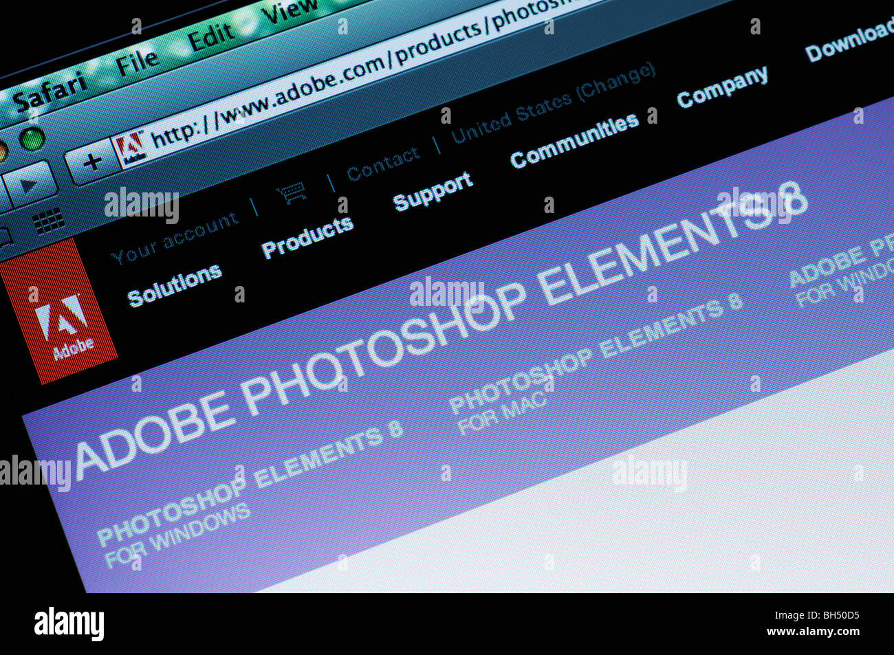 Adobe Photoshop Elements website Stock Photo
