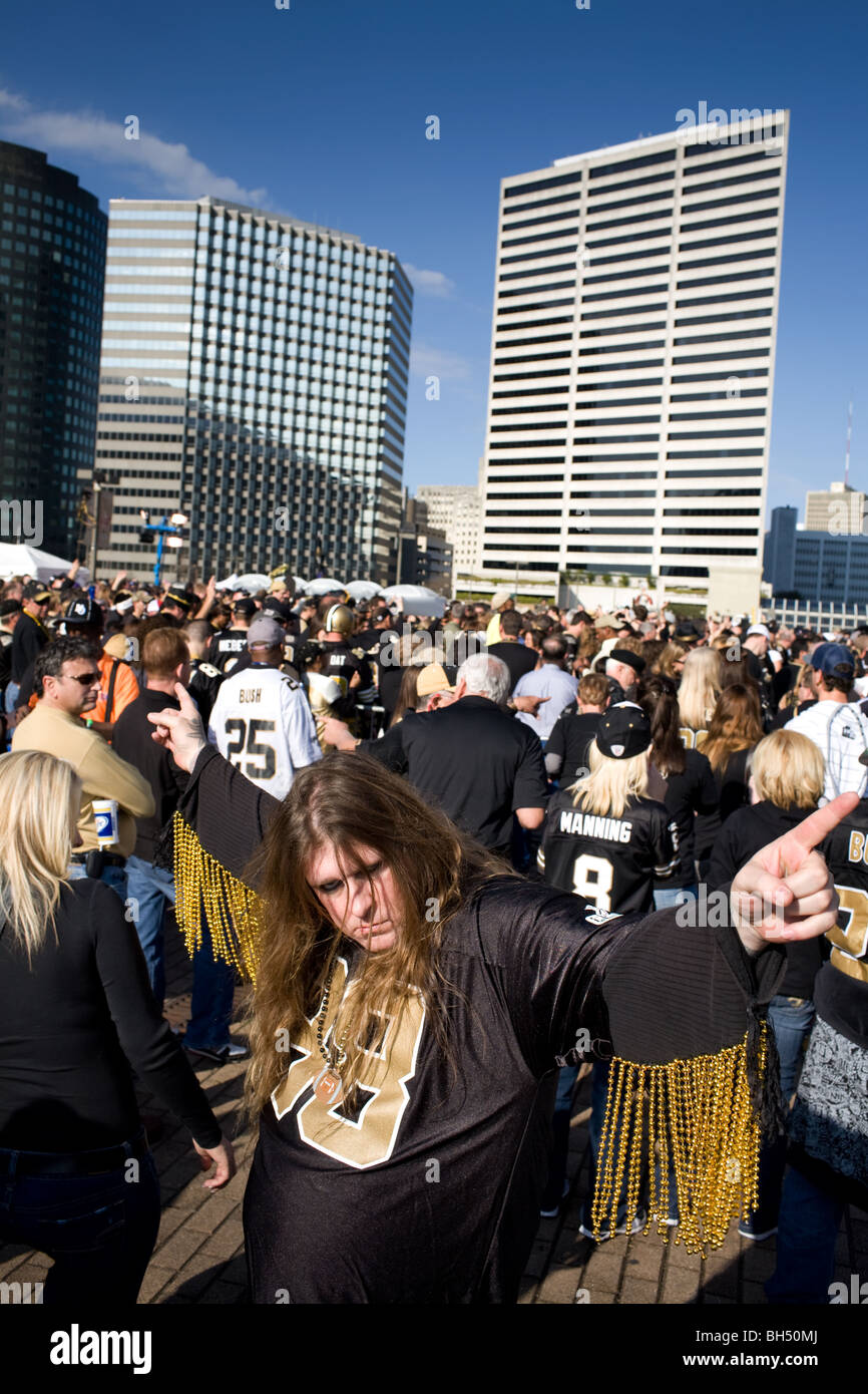 New Orleans Saints football fans tailgating before a playoff game Stock Photo