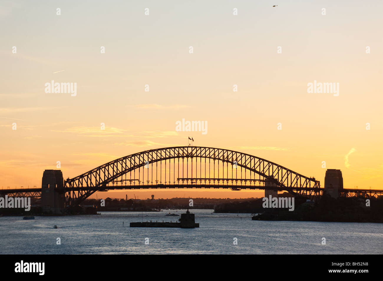 Stunning view of Sydney Harbour Bridge at Sunset, Australia Stock Photo