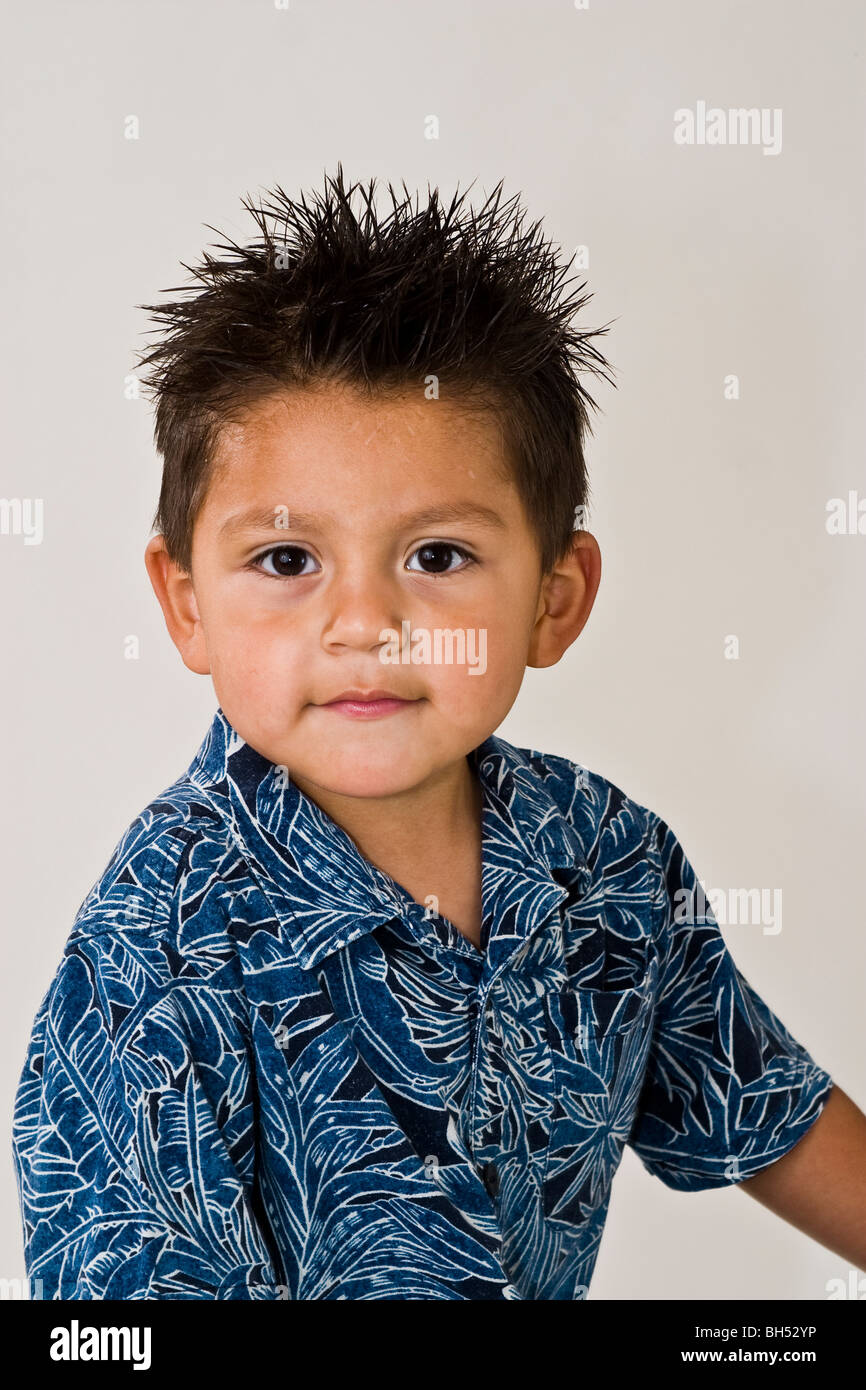 little boy Hispanic 3 year old boy studio shot. racially diverse  eye contact looking at camera MR  © Myrleen Pearson Stock Photo