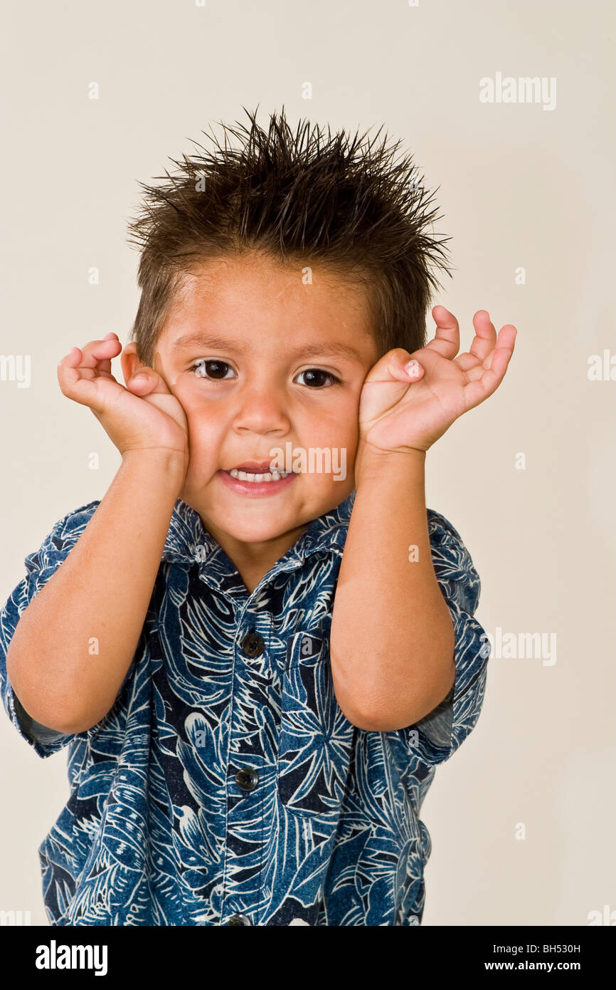 little boy Hispanic 3-4 year old boy studio shot.children having fun MR  © Myrleen Pearson Stock Photo