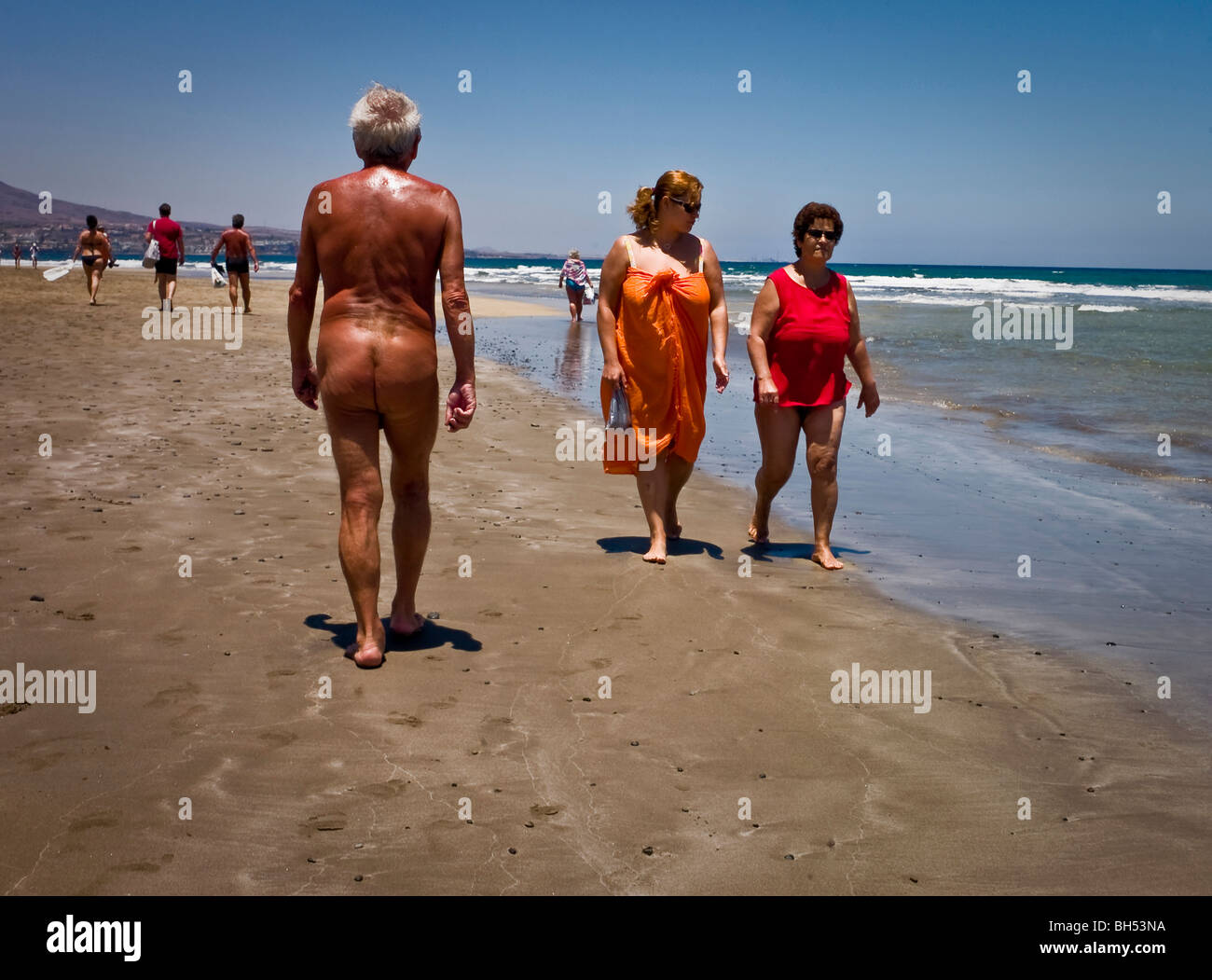 Nudists walking