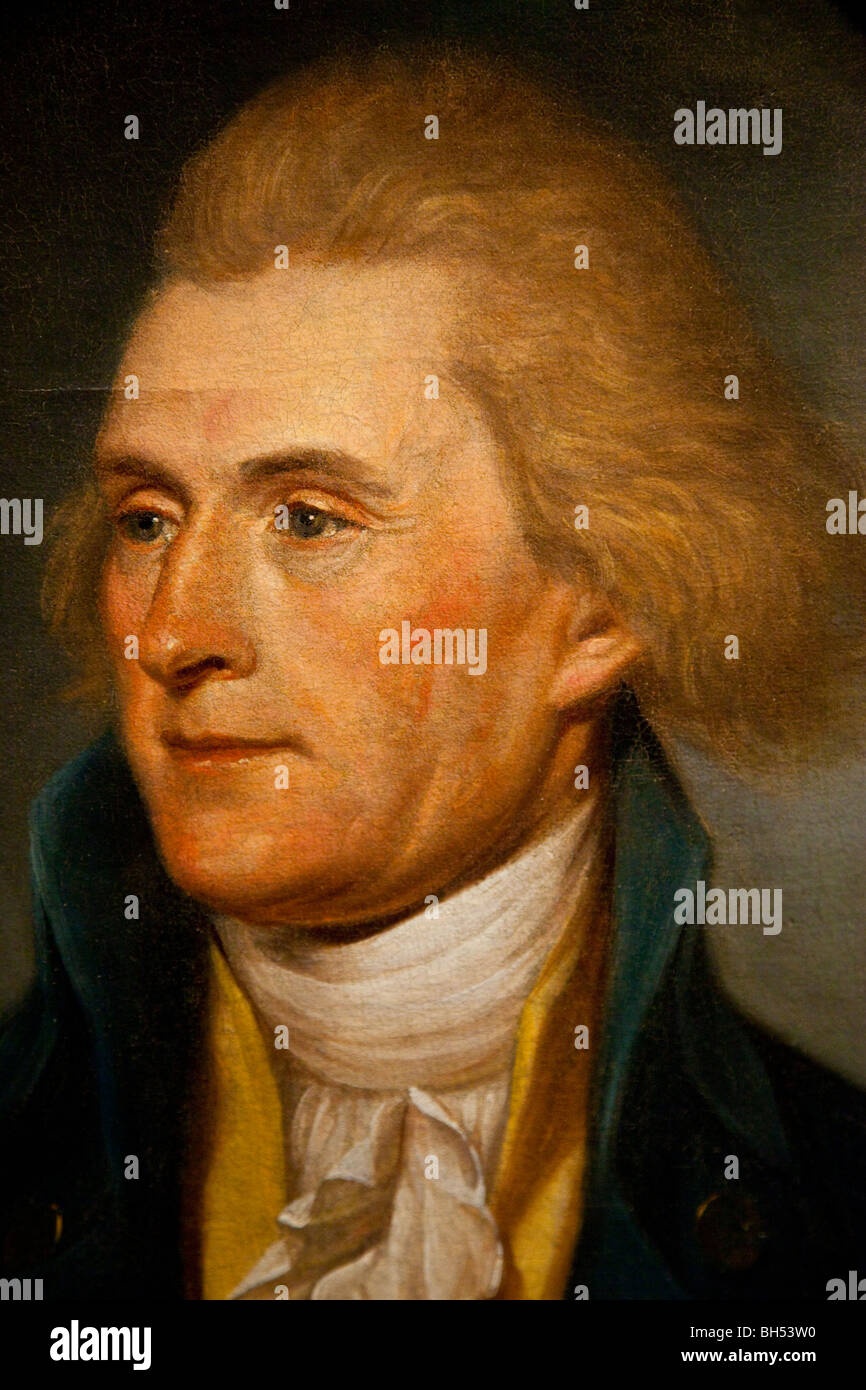 Portrait of Thomas Jefferson by Charles W Peale Portrait Gallery in the Second National Bank Building in Philadelphia, PA Stock Photo