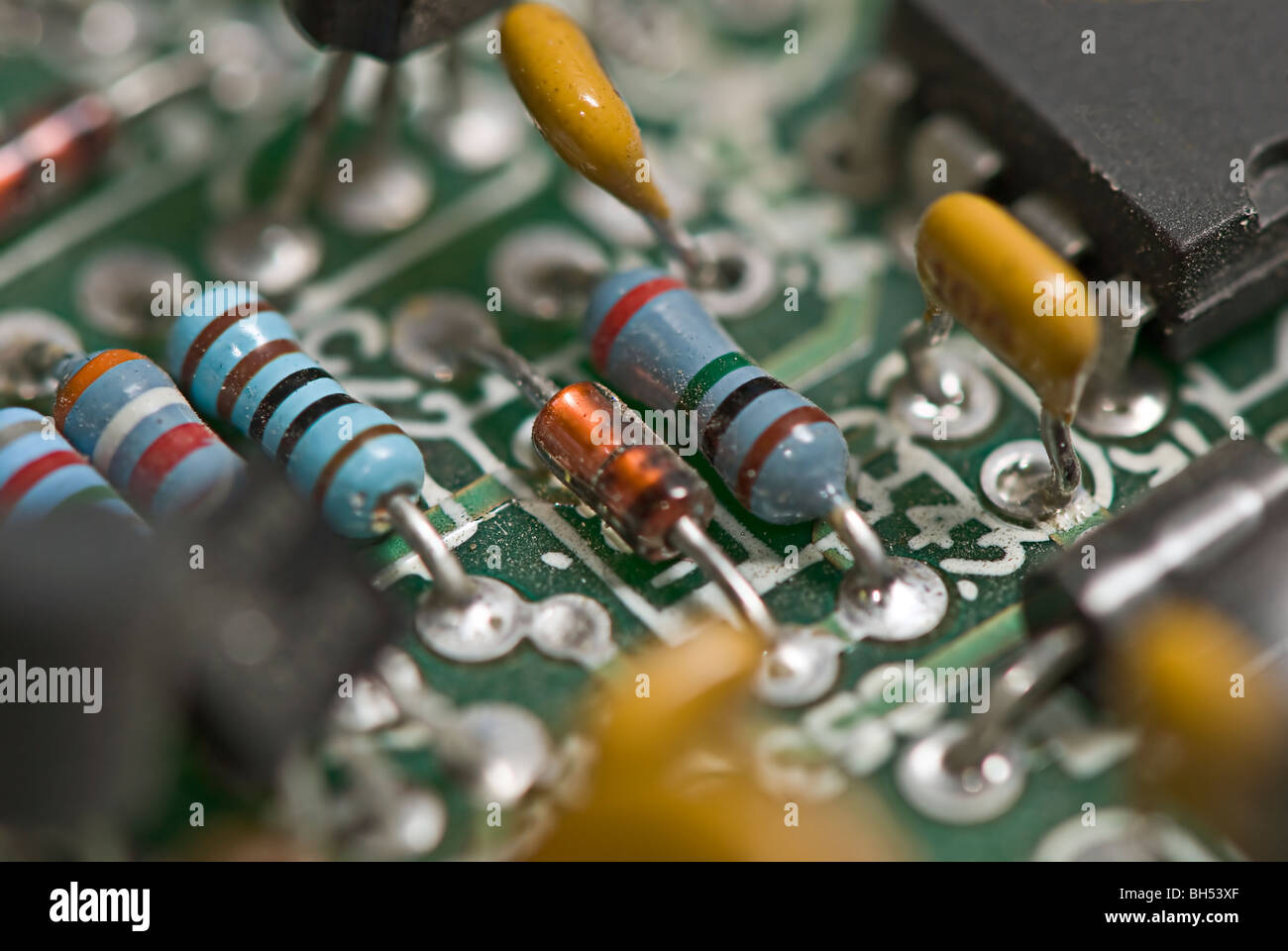 Electrical components on a printed circuit board Stock Photo - Alamy