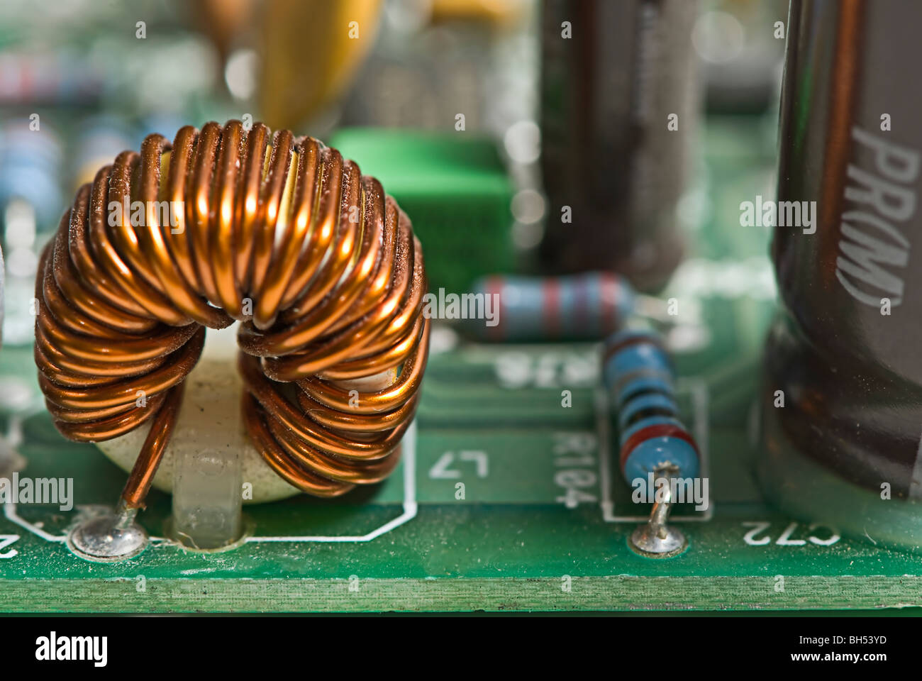Electrical components on a printed circuit board Stock Photo Alamy