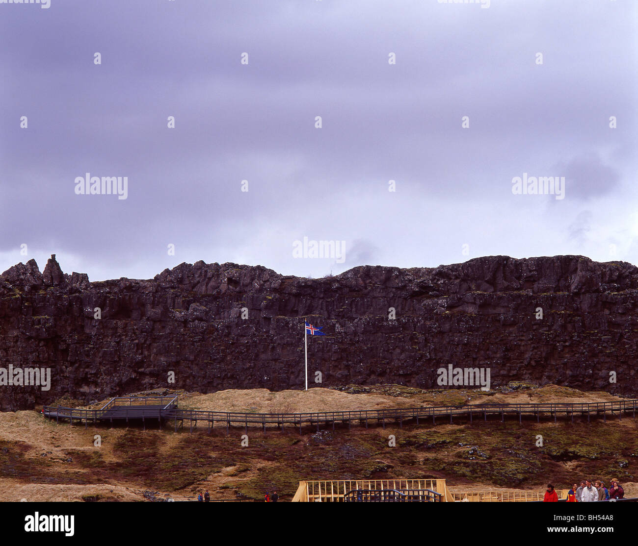 Continental Plate fissure, Thingvellir National Park, Thingvallavatn, Republic of Iceland Stock Photo
