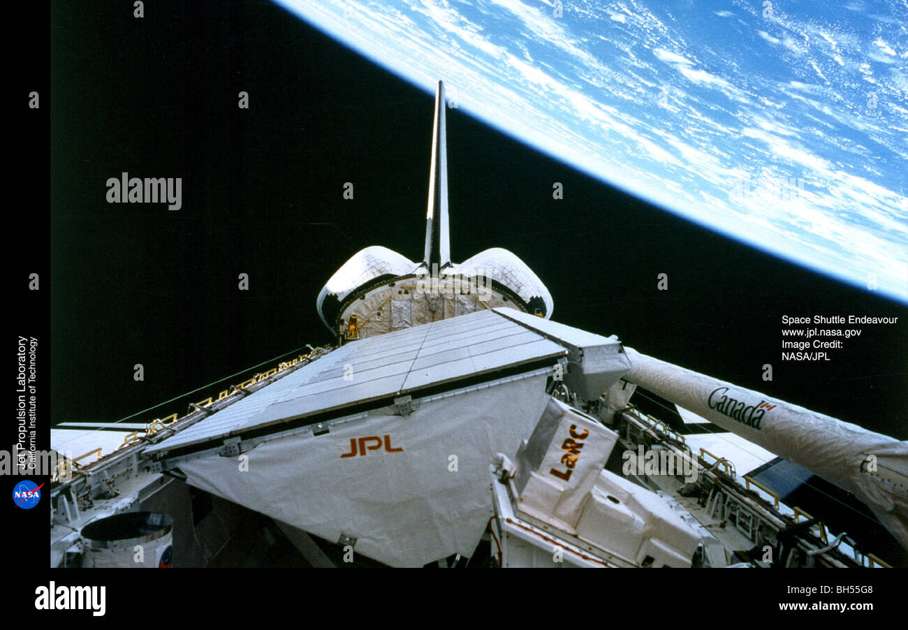 Space Shuttle Endeavour above Earth NASA/JPL Stock Photo