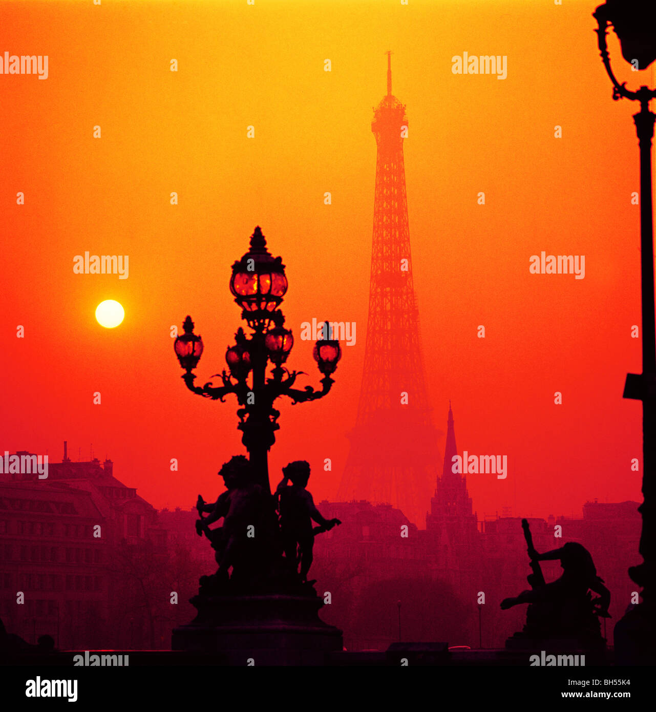 Eiffel Tower sunset Paris France Stock Photo Alamy